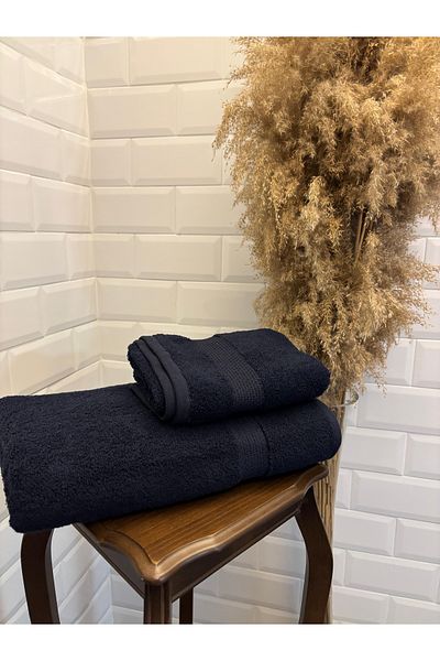 Explore Home 2 Pcs, Cotton, Bath, Towel - Navy Blue (Life Gift)