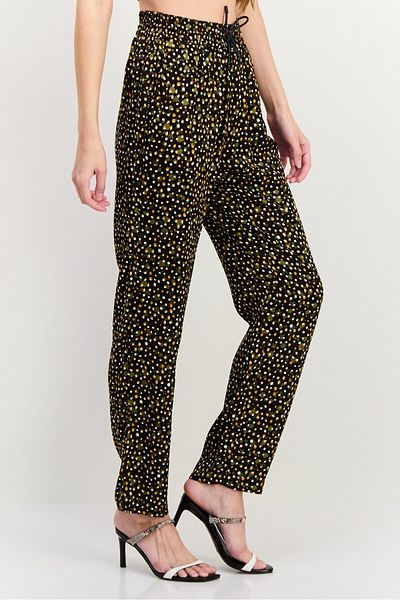 Scotch & Soda Women Regular Fit 32 Length Allover Print Tapered Pants, Dark Brown