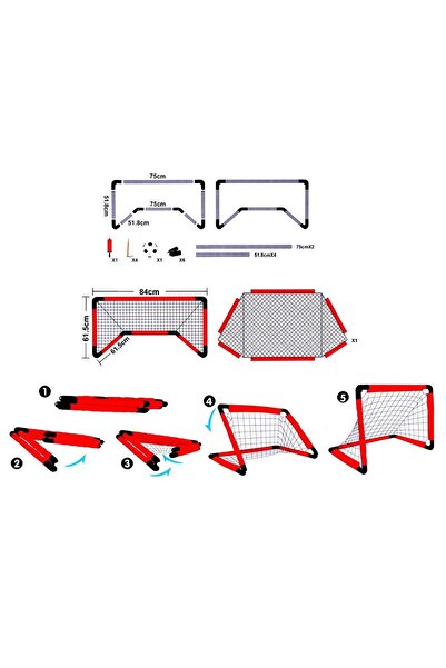 ACTION ONE Foldable football goal for children 85x62x62cm, red