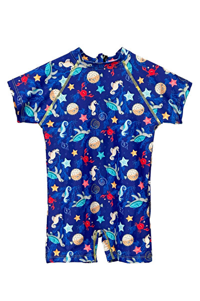 Remsa Mayo Uv Protection Jumpsuit Short Sleeve with Shorts Kids Baby Swimmer Swimwear C64 Aqua