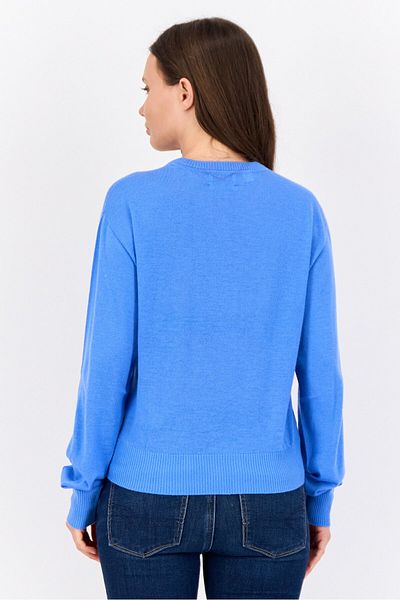 Esprit Women Crew Neck Knitted Sweater, Blue
