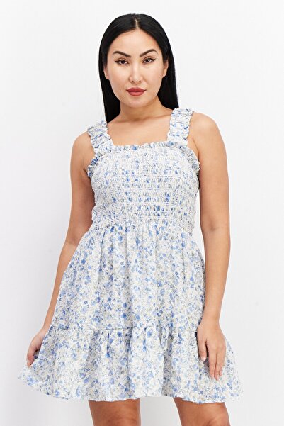 Aqua Women Floral Print Mini Dress, Blue