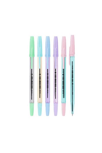Deli Set Of 50 Disposable Pens 0.7mm Blue Writing Pastel