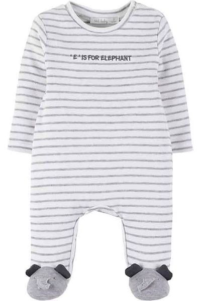 İdilbaby&Mamino İdi̇lbaby&Mamino Baby Gray Striped 100% Cotton Jumpsuit