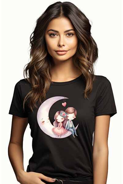 StoryGift Romania Tricou Femei cu o fetita si un baietel care stau pe semilun...