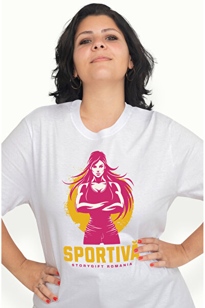 StoryGift Romania Tricou Femei Fata puternica sportiva gym motivational cu im...