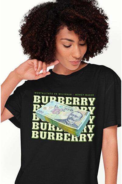 StoryGift Romania Tricou Femei Burberry - 100 Lei Romanesti, cu imprimeu pe F...