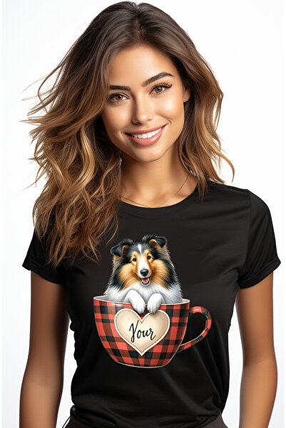 StoryGift Romania Tricou Femei cu un caine care sta intr-o ceasca, ilustratie...