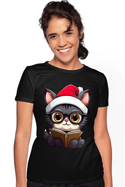 StoryGift Romania Tricou Femei cu o pisicuta care tine o carte deschisa, ilus...