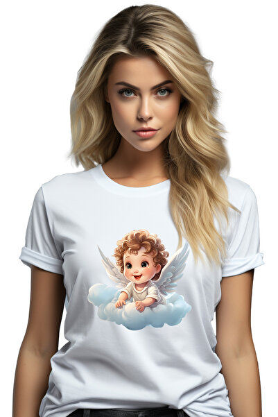StoryGift Romania Tricou Femei cu un baietel cu aripi de ingeras, ilustratie,...