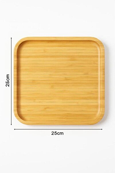 Vadi Bambu 6 Adet 25x25 Cm Kare Çerez Sunum Tabağı - Şık Ahşap Servislik Tabak Takımı
