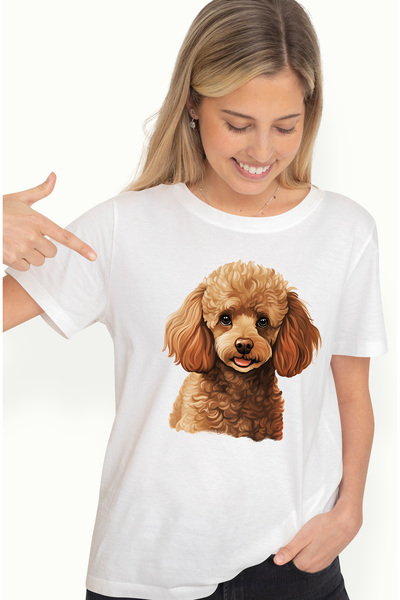 StoryGift Romania Tricou Femei cu un catelus blanos, ilustratie, jucaus, vese...