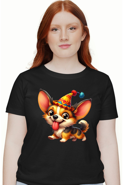 StoryGift Romania Tricou Femei cu un catel jucaus, ilustratie, limba scoasa, ...