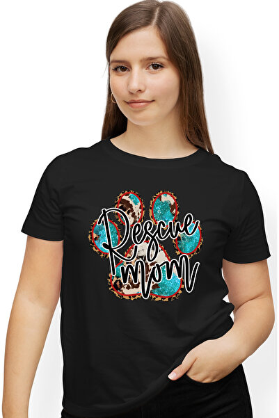 StoryGift Romania Tricou Femei cu mesajul "Rescue Mom", caine, animal de comp...