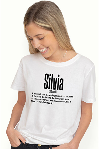 StoryGift Romania Tricou Femei Cu Numele Silvia, si Mesaj Amuzant, Lenesa, Me...