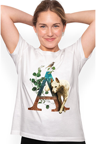 StoryGift Romania Tricou Femei Cu Catel, Litera, A, Pasare, Fruze, Multicolor...