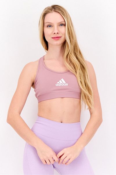 adidas Women Padded Brand Logo Training Sport Bra, Purple
