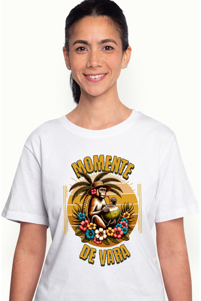 StoryGift Romania Tricou Femei Momente de vara maimuta cu nuca de cocos cu im...