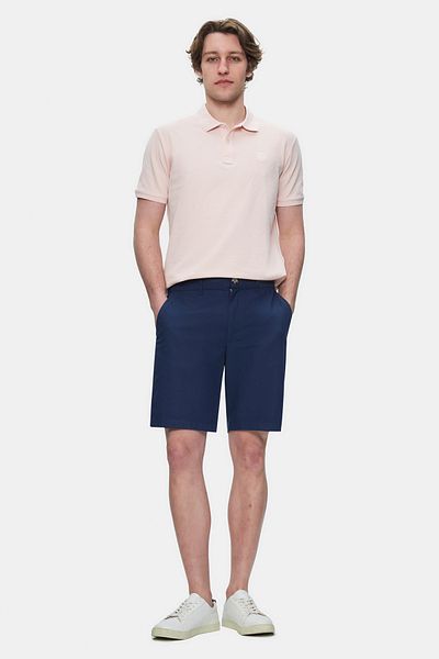 UCLA Palisades Navy Blue Linen Plain Standard Fit Men's Shorts