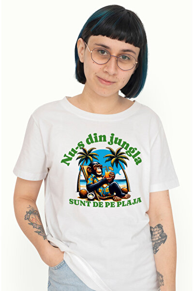 StoryGift Romania Tricou Femei maimuta la plaja text nu-s din jungla sunt de ...