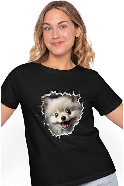 StoryGift Romania Tricou Femei cu un catel curios si jucaus, ilustratie, scoa...