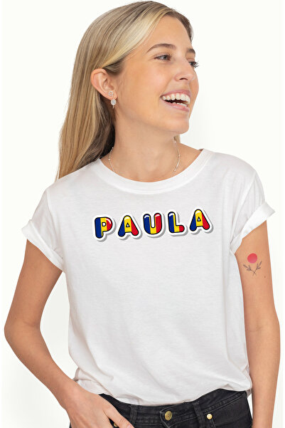 StoryGift Romania Tricou Femei Cu Numele Paula, Romania, Suporter, Steagul Ro...