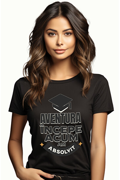 StoryGift Romania Tricou Femei Aventura incepe acum Am absolvit, Facultate, L...