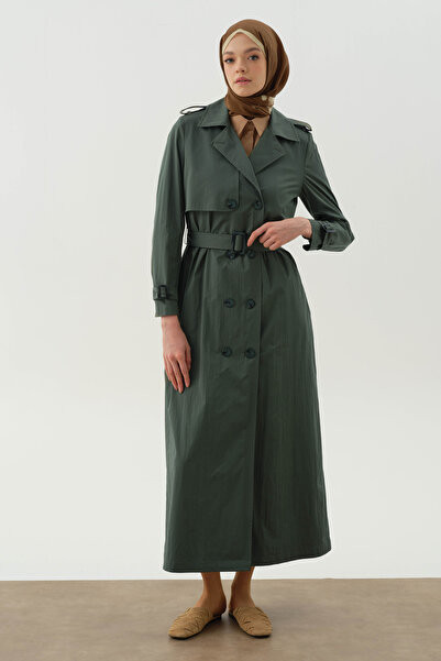 Tuğba Kruvaze Kol Bantlı Pardesü - Haki