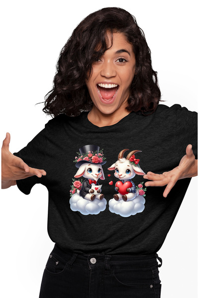 StoryGift Romania Tricou Femei cu o caprita si un tap, ilustratie, fericire, ...