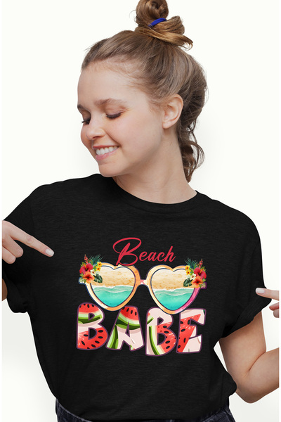 StoryGift Romania Tricou Femei cu mesajul "Beach babe", vara, vacanta, relaxa...