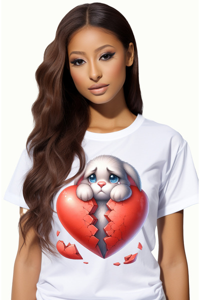 StoryGift Romania Tricou Femei cu un catel trist, ilustratie, lacrimeaza, ini...