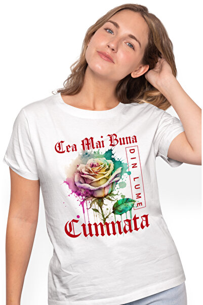 StoryGift Romania Tricou Femei Cu Textul Cea Mai Buna Cumnata, Din Lume, Floa...