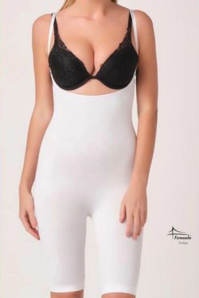Fernanda Special Design White Women's Long Length Seamless Corset Tightening Non-Slip Body Shaper Comfortable