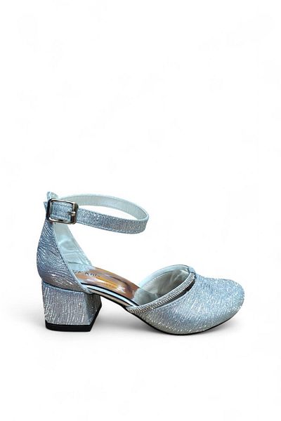 CihanShoes Girl's Closed Front Evening Dress Sandals Shoes 5 cm Heel 31-32-33-34-35 Number Silver