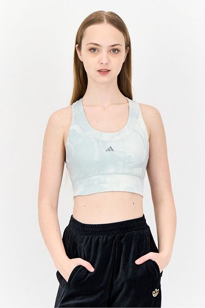 adidas Women Marble Print Padded Sports Bra, Light Grey