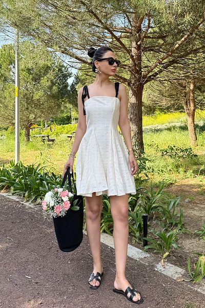 Seda Yalçın Atelier Beige Shoulder Lace Mini Dress