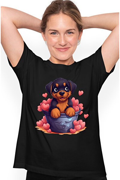 StoryGift Romania Tricou Femei cu un catel vesel care sta intr-un ghiveci, il...