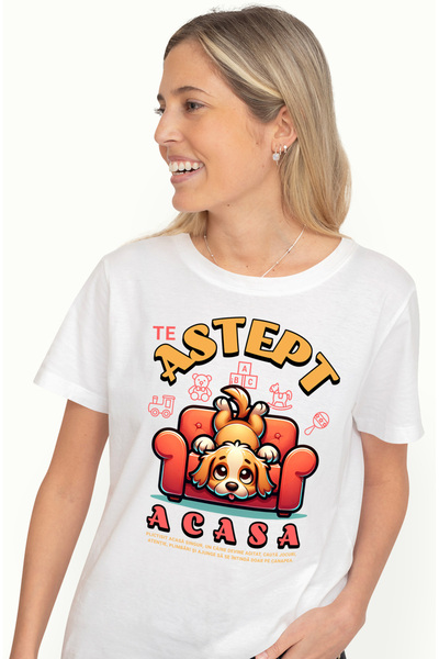 StoryGift Romania Tricou Femei caine plictisit acasa te astept, stapan, anima...