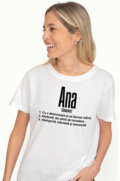 StoryGift Romania Tricou Femei Cu Numele Ana, si Mesaj Motivational, Determin...