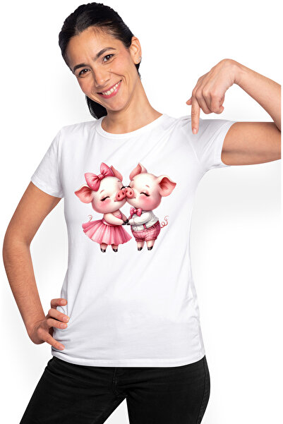 StoryGift Romania Tricou Femei cu o purcelusa si un purcelusilustratie, funda...