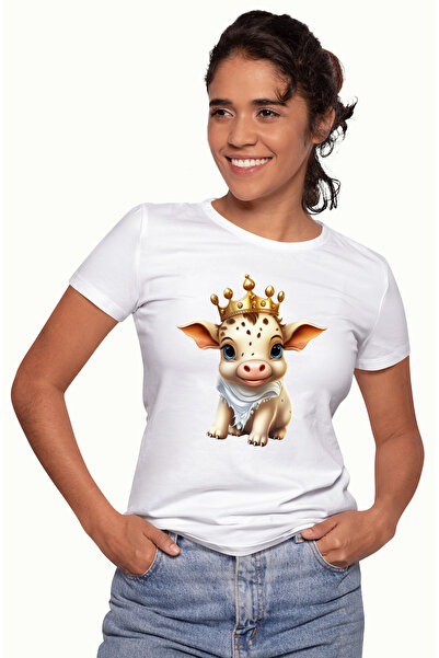 StoryGift Romania Tricou Femei cu un vitel cu o coroana regala, importanta, i...