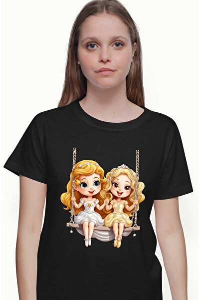 StoryGift Romania Tricou Femei cu 2 printese dragalase care se dau in leagan,...