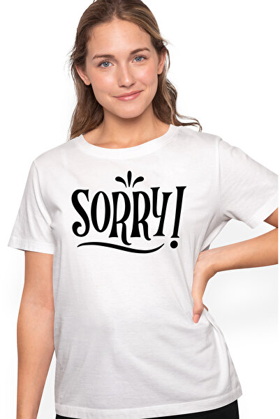 StoryGift Romania Tricou Femei cu textul in engleza "Sorry!" - scuze cu impri...