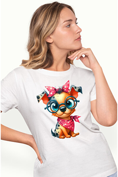 StoryGift Romania Tricou Femei cu un caine nebunatic, privire dubioasa, ilust...
