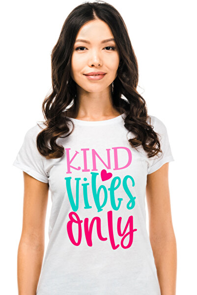 StoryGift Romania Tricou Femei Cu Text In Engleza Kind Vbes Only, Inima Color...