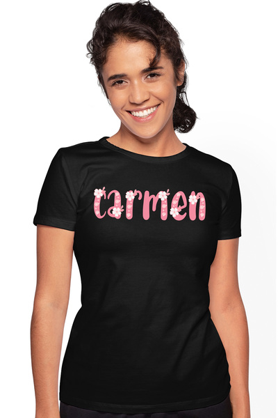 StoryGift Romania Tricou Femei Cu Numele Carmen, Flori, Colorat, Roz, Dragut,...