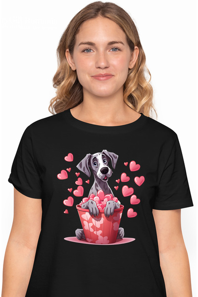 StoryGift Romania Tricou Femei cu un caine care sta intr-un ghiveci, o multim...