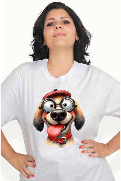 StoryGift Romania Tricou Femei cu un caine nebunatic, ilustratie, poarta oche...