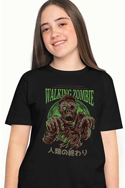 StoryGift Romania Tricou Femei Cu Portret Zombie Horror, Text In Engleza Walk...