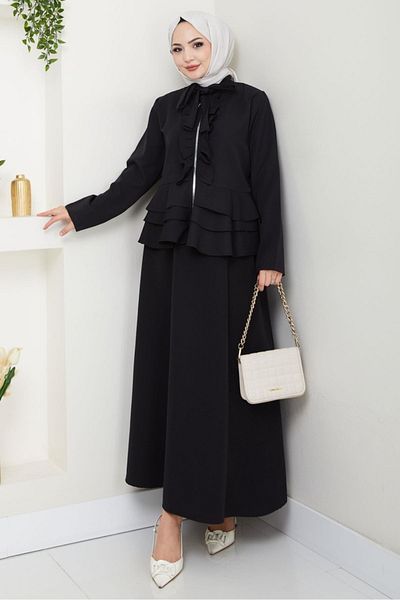 Bestenur Nesla Tunic Φούστα Διπλό Σετ 1418 - Μαύρο